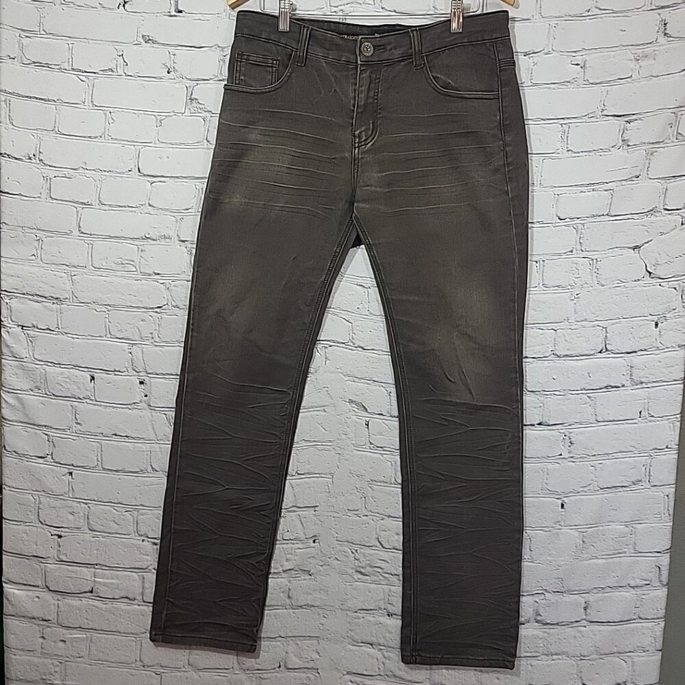 PAVINI Jeans Italian Black‎ Label Men's Classic Fit Straight Leg Jeans 33 Gray